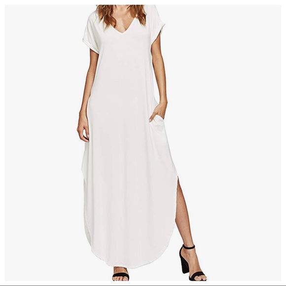 03 Summer perfect! Off white maxi dress side pockets - Picture 5 of 6